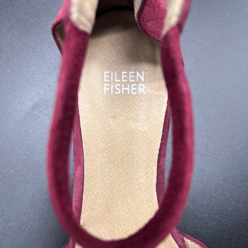 Eileen Fisher Women's Cerise Hutton Suede Ankle Strap Chunky Heel 8.5 - Picture 6 of 6